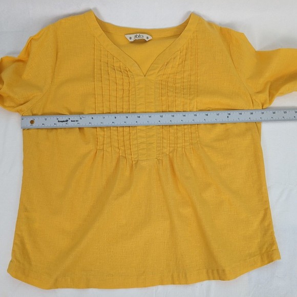 Abito Collezioni Womens Size US 10 Mexico 34 Yellow 100% Linen 3/4 Sleeve Shirt - Picture 5 of 12